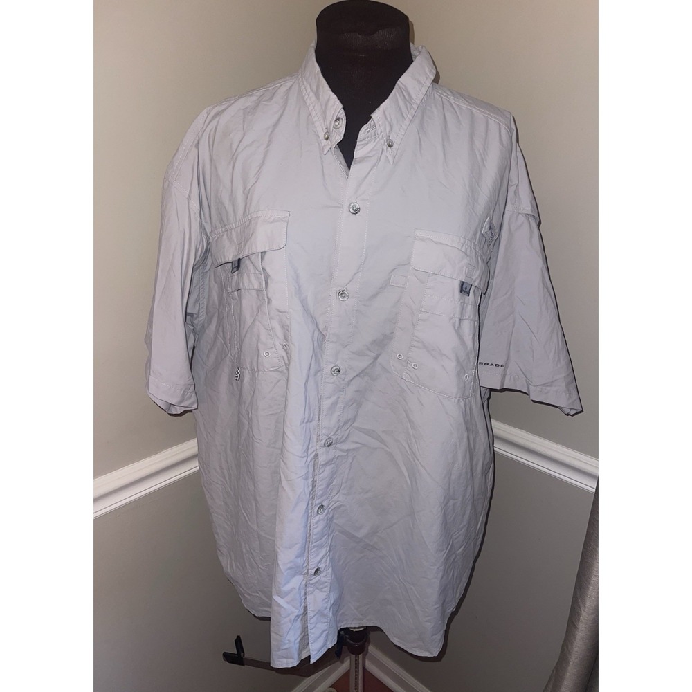 Columbia Bahama PFG Gray Short Sleeve Fishing‎ Shirt Mens XXL Vented